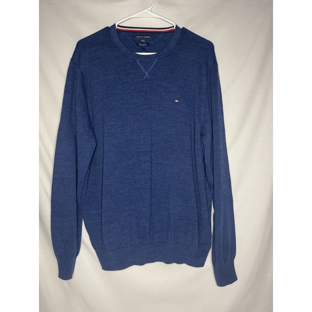 Tommy Hilfiger Men's XL Premium Cotton Crewneck Sweater Blue Flag Logo